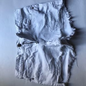 White Abercrombie & Finch torn denim shorts
